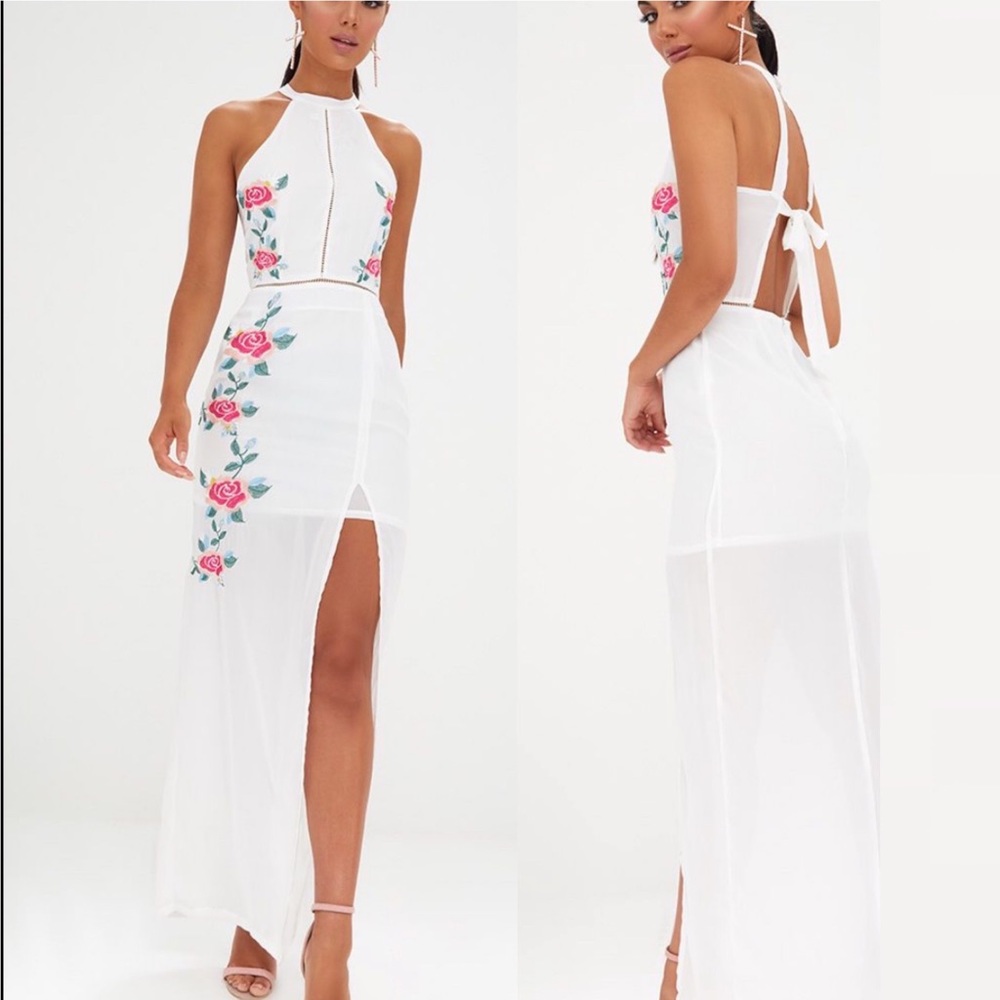 PrettyLittleThing Floral Embroidered Maxi Dress - Picture 2 of 8